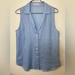 Equipment Adalyn Top XS Womens Light Blue Linen Button Front Sleeveless Casual